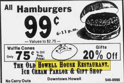 Old Howell House Restaurant - Jun 05 1985 Article (newer photo)